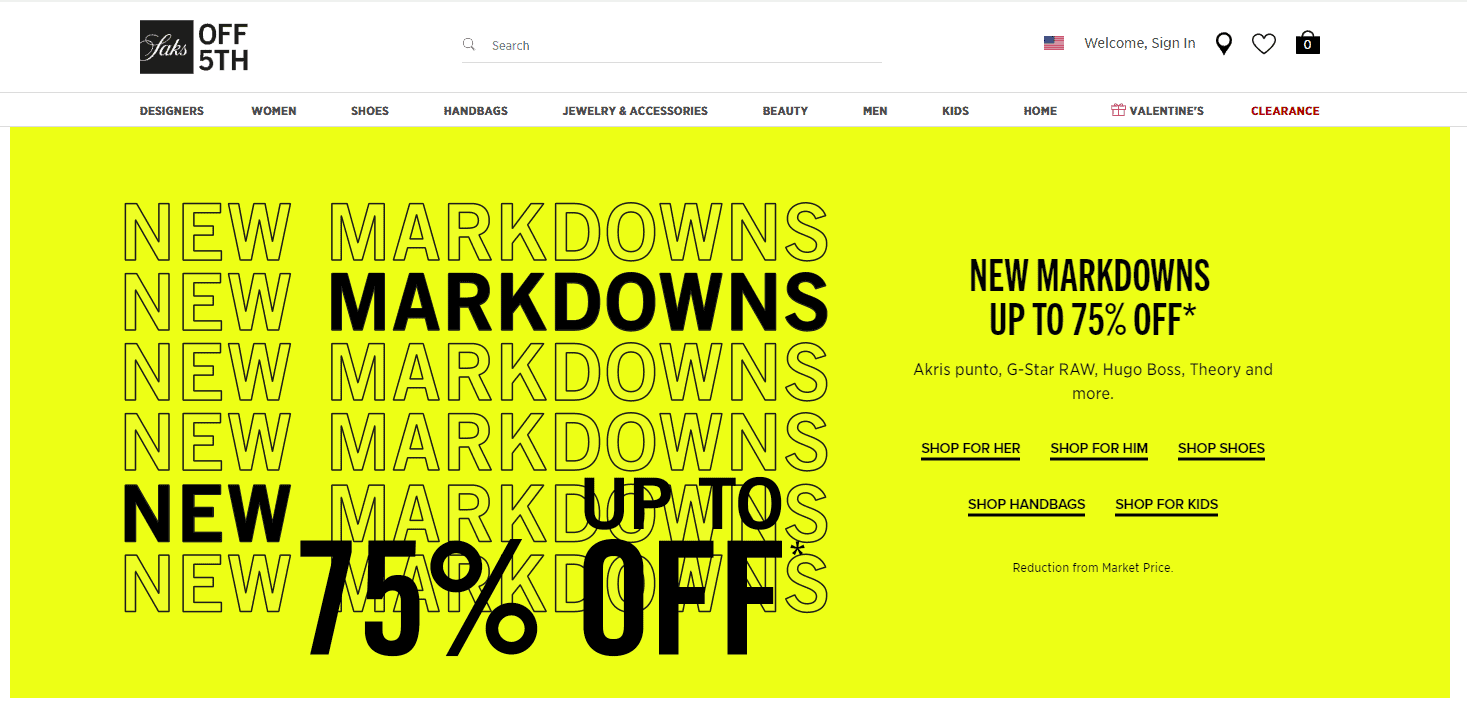 Saks Off 5th折扣码2026 saksoff5th美国官网现有精选服饰鞋包低至25折促销满额免邮