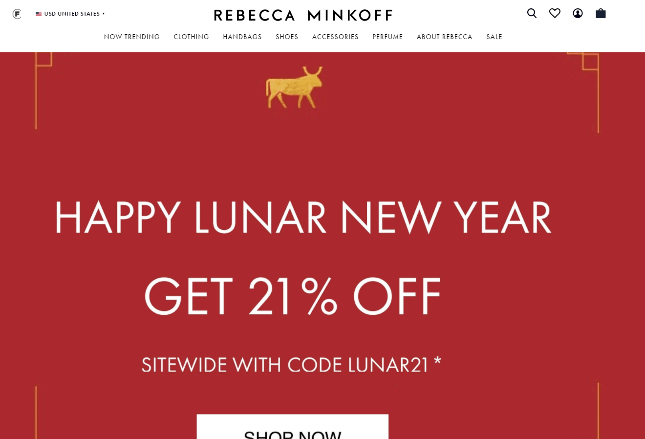 Rebecca Minkoff折扣码2026 rebeccaminkoff美国官网春节特惠额外79折美境免邮