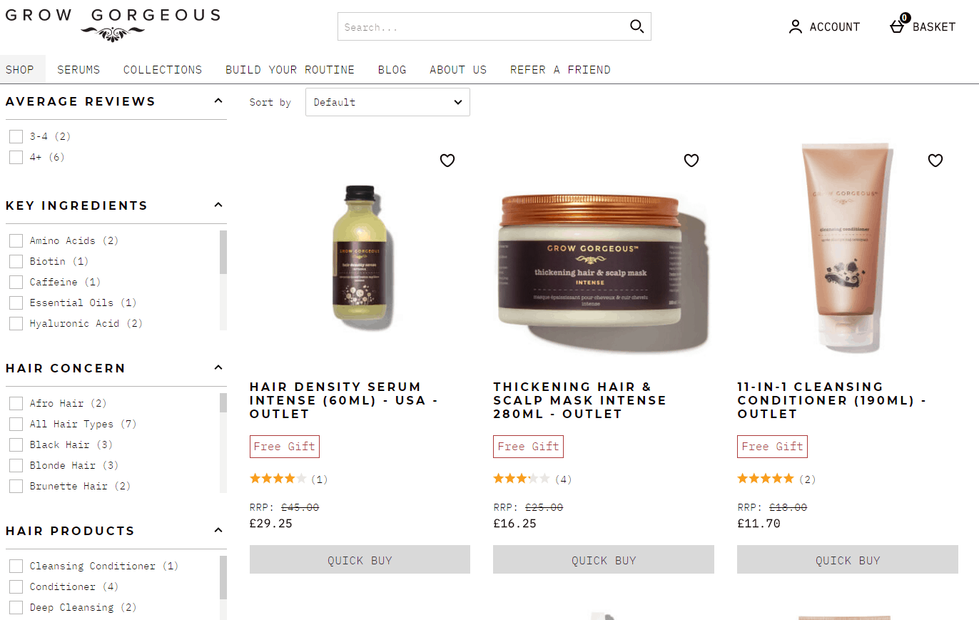 GROW GORGEOUS折扣码2026 growgorgeous英国官网精选商品6折+额外9折促销满赠试用装