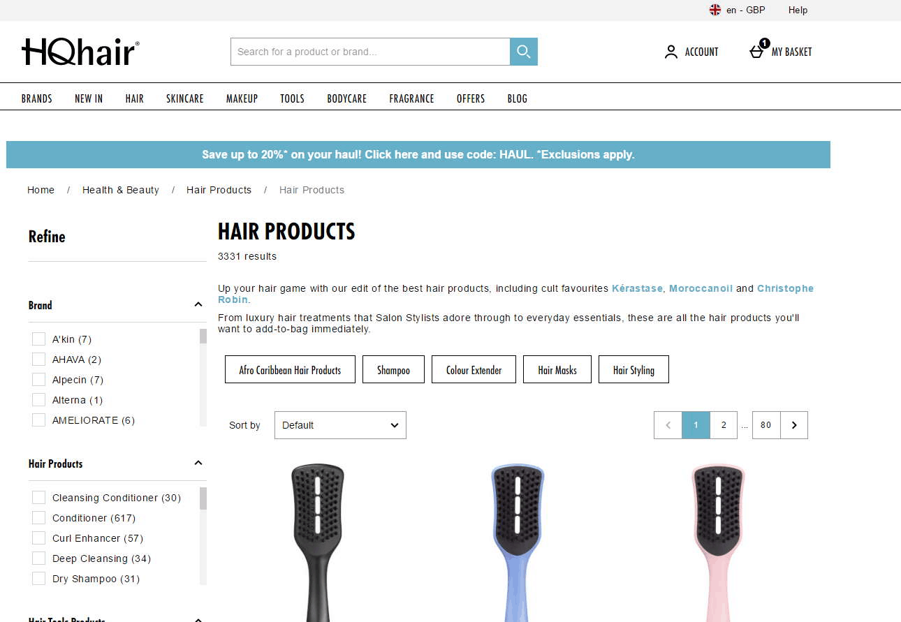 HQhair优惠码2026 hqhair英国官网现有精选商品低至8折促销收卡诗金油、GG生发精华