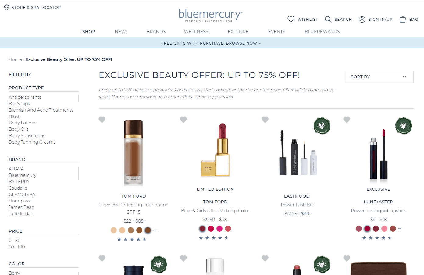 Bluemercury折扣码2026 bluemercury美国官网精选美妆护肤低至2.5折促销满0送9件套