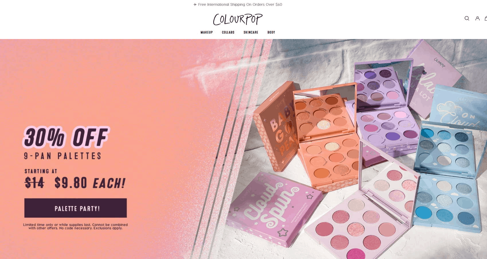 Colourpop折扣码2026 卡拉泡泡美国官网九色眼影盘7折促销每件仅.8