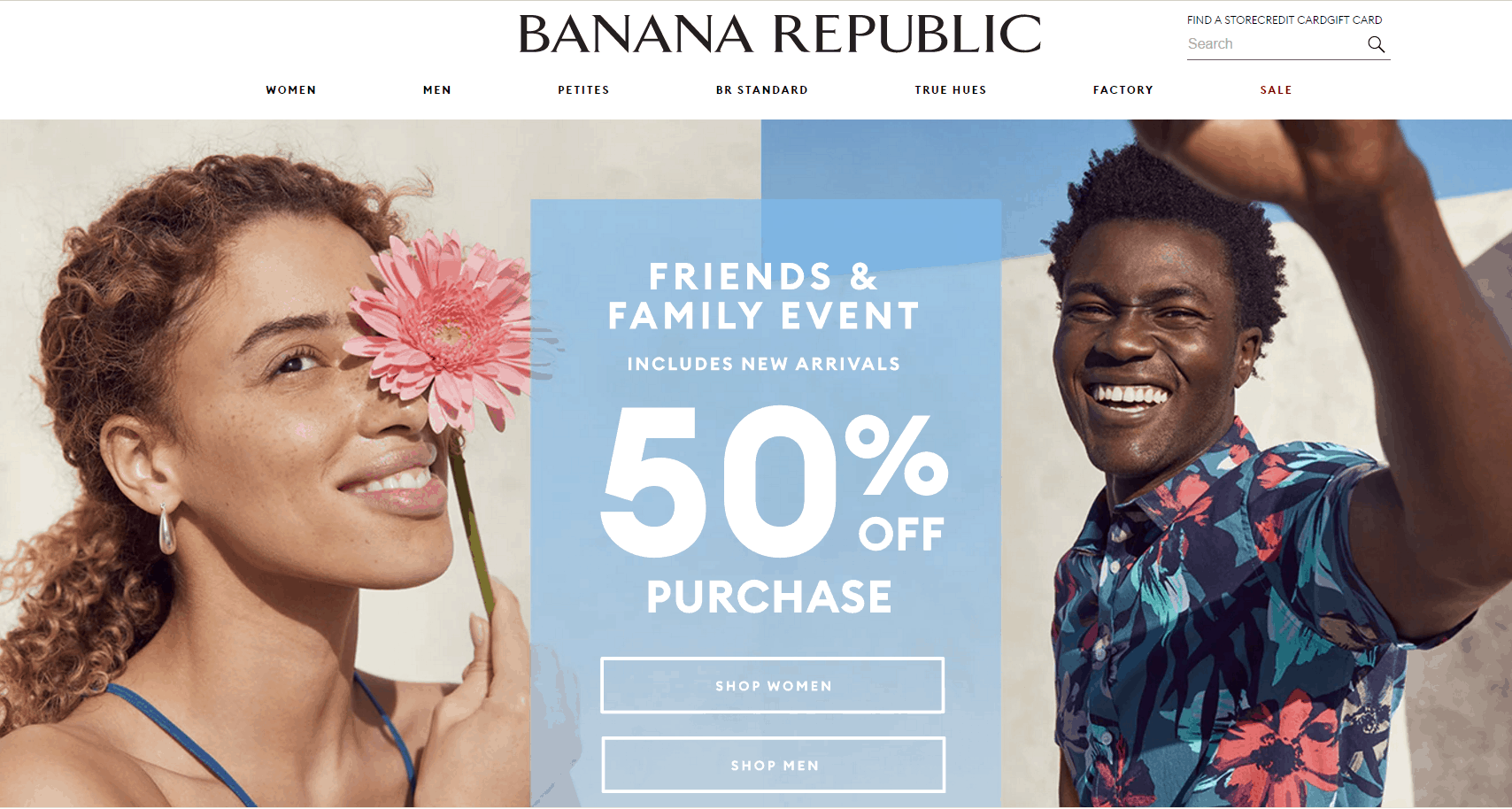Banana Republic折扣码2026 香蕉共和国美国官网全场5折促销满额免邮