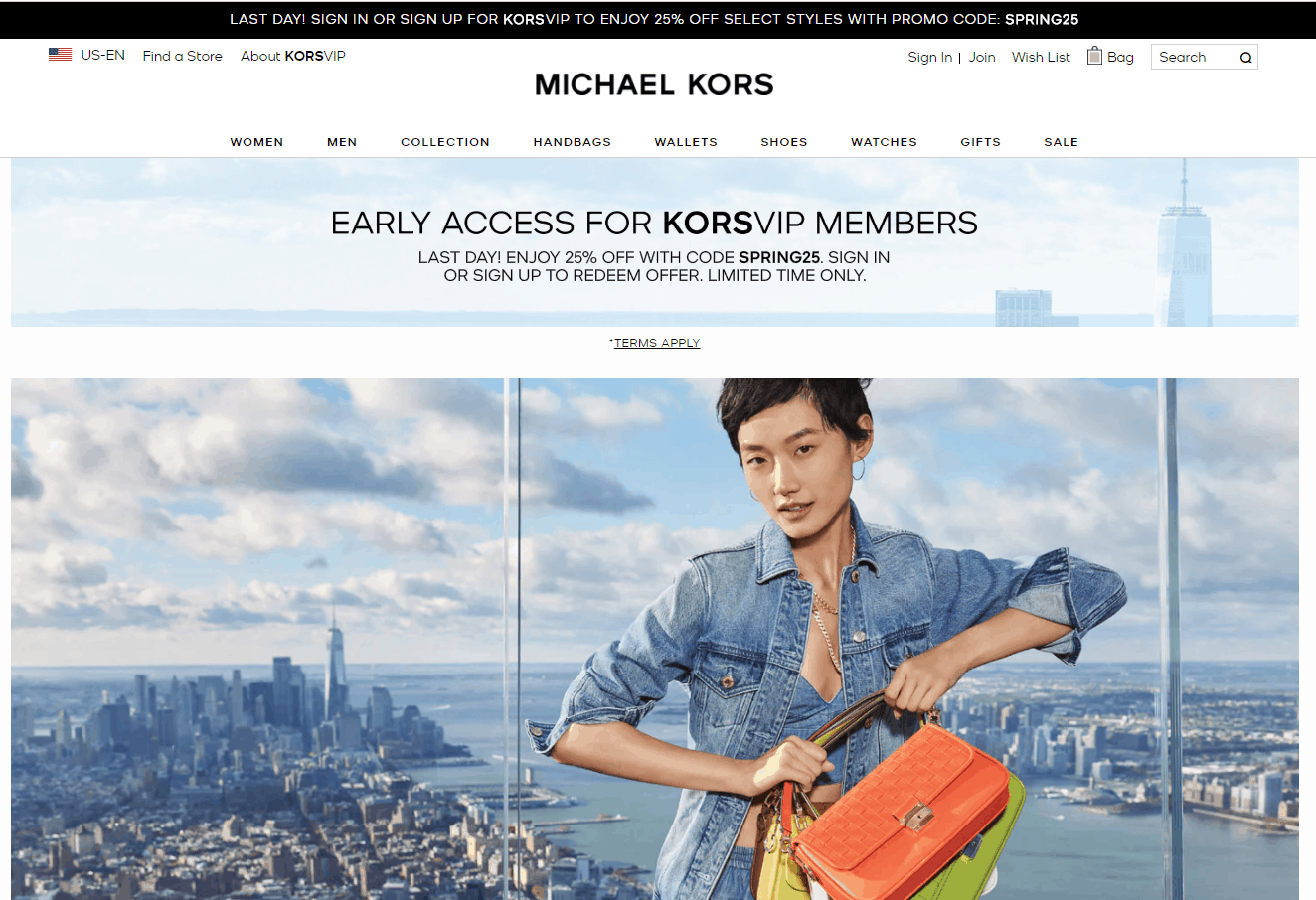 Michael Kors优惠码2026 michaelkors美国官网全场75折促销