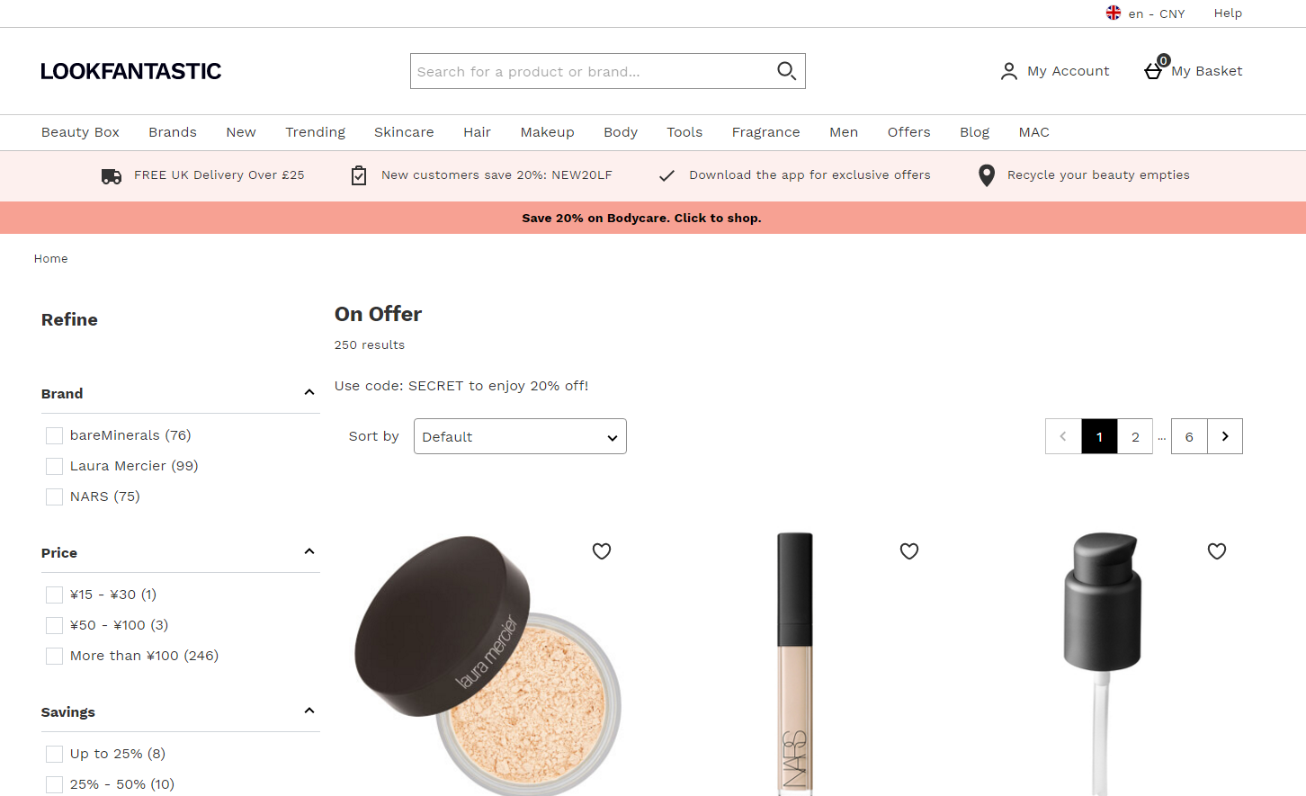 Lookfantastic优惠码2026 lookfantastic英国现有NARS, Laura Mercier等8折促销