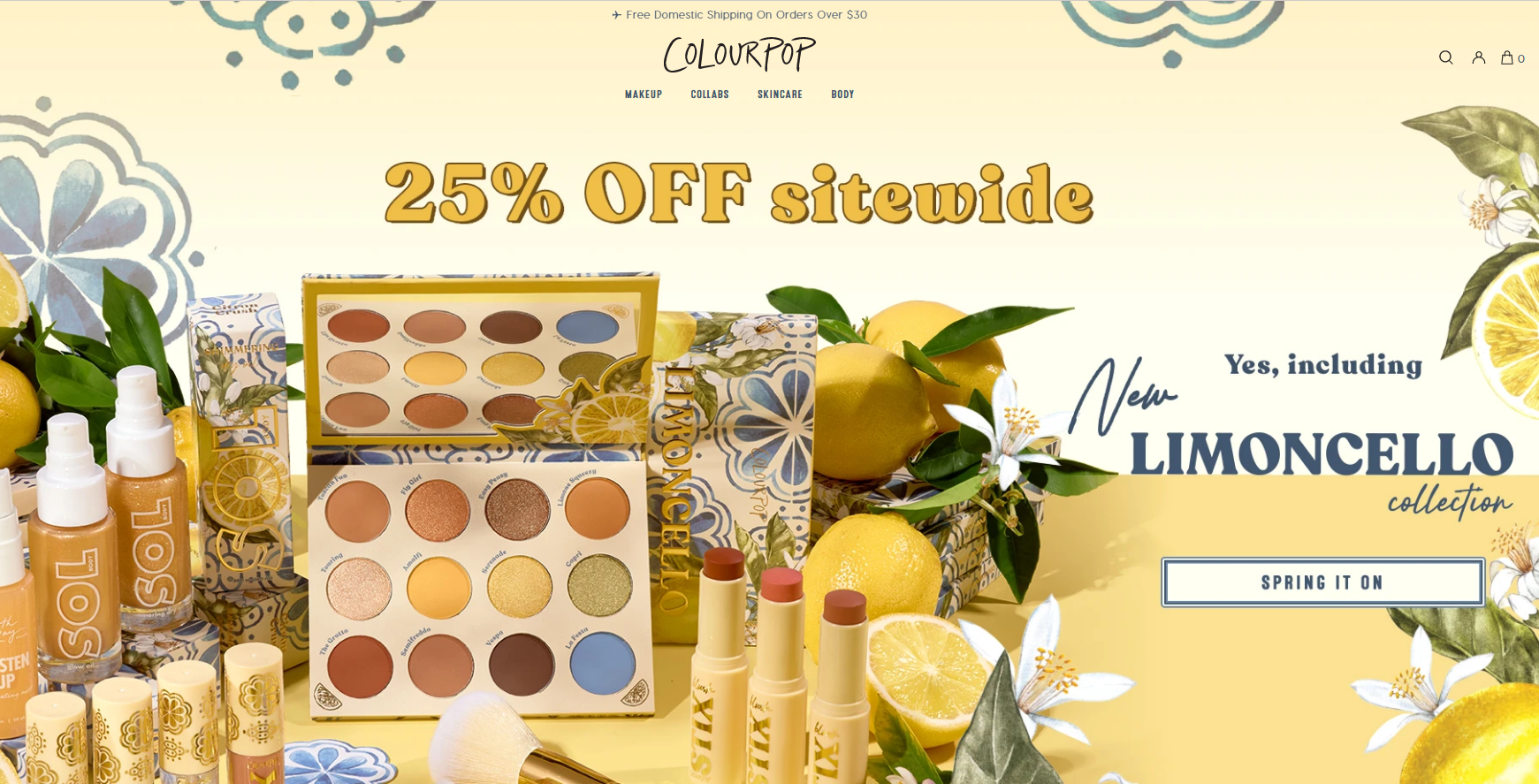 Colourpop折扣码2026 卡拉泡泡美国官网全场无门槛75折促销开启