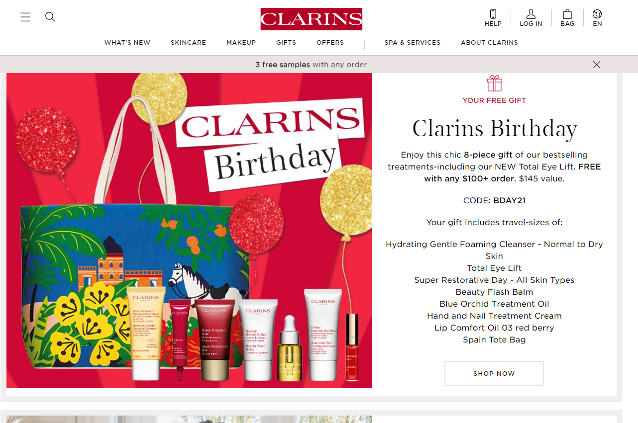 Clarins折扣码2026 娇韵诗美国官网满0送价值5护肤8件套