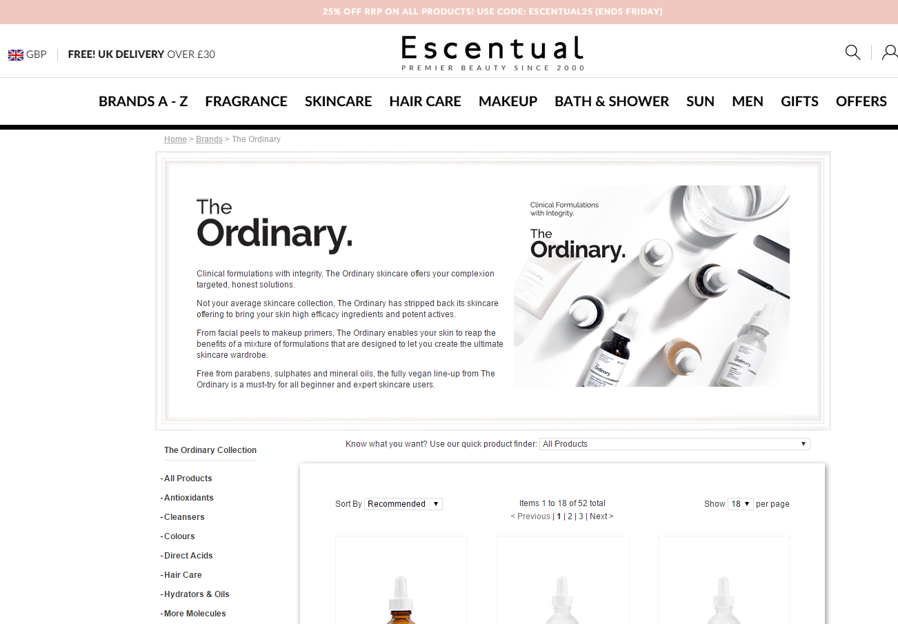 Escentual折扣码2026 escentual英国官网现有The Ordinary全线无门槛75折闪促转运带回