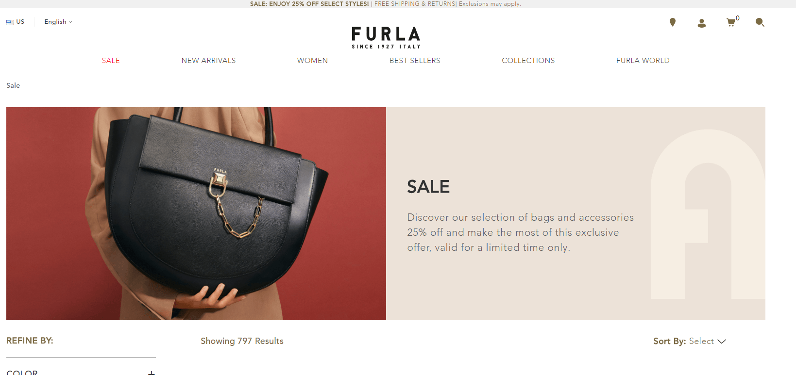 Furla优惠码2026 芙拉美国官网精选商品75折促销美境免邮