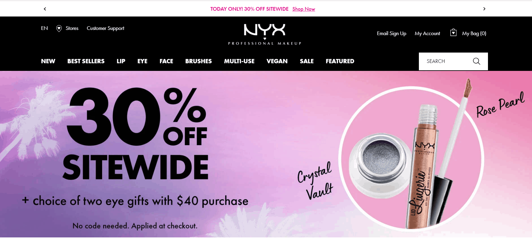 NYX折扣码2026 nyxcosmetics美国官网全场商品无门槛7折促销满送2眼影