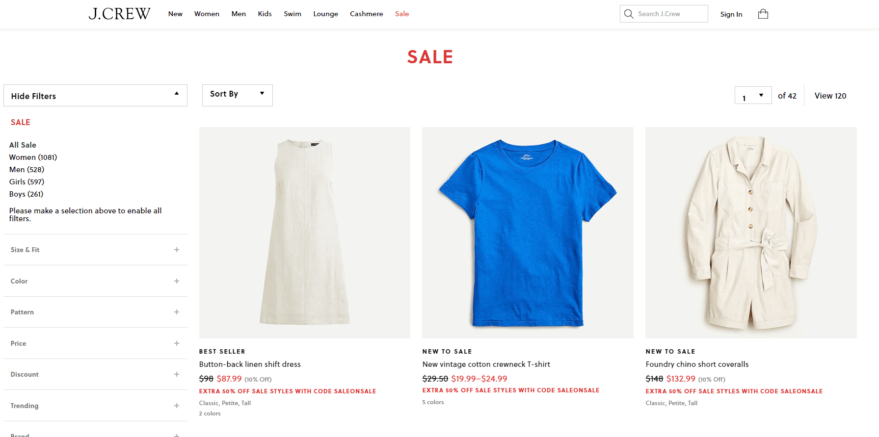 J.Crew优惠码2026 jcrew美国官网现有折扣区额外5折促销美境免邮