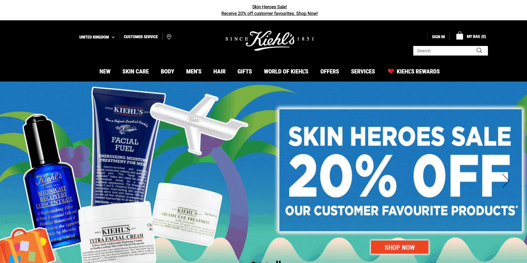 Kiehl’s优惠码2026 科颜氏英国官网精选护肤8折促销