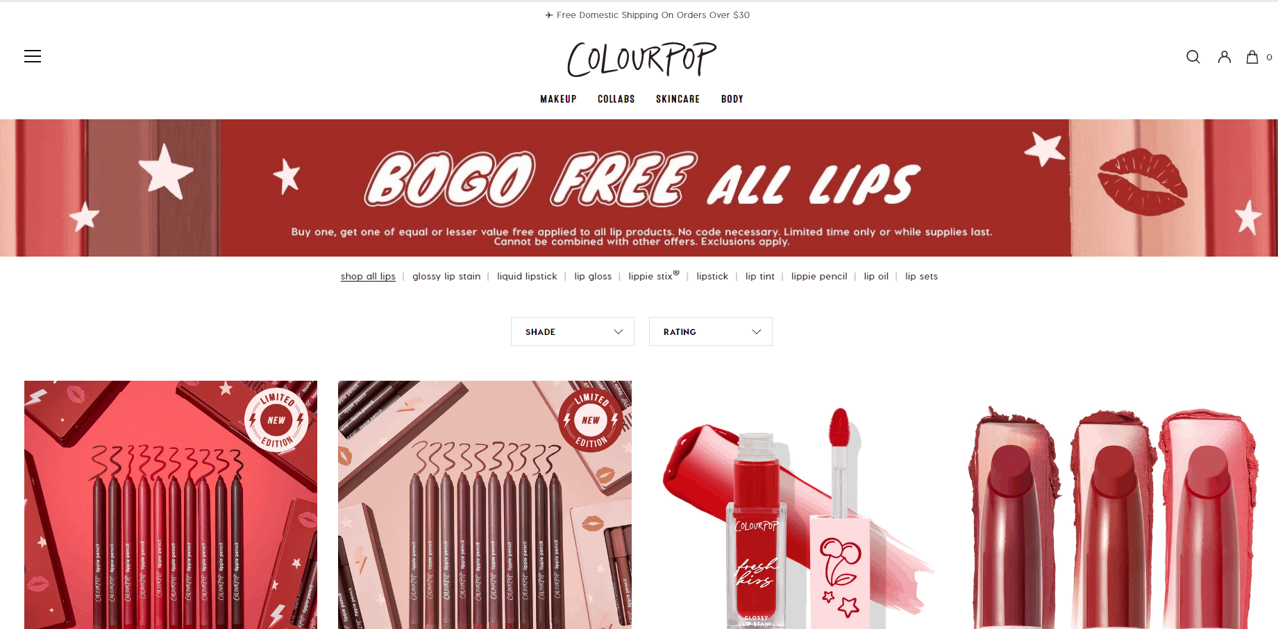 Colourpop优惠码2026 卡拉泡泡美国官网全场唇部彩妆买一送一满额包邮