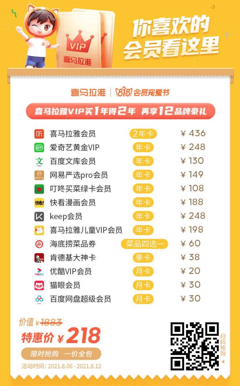 2021喜马拉雅818会员活动-喜马拉雅818会员宠爱器节2021-喜马拉雅818联合会员划不划算 每年都有么 怎么领取 买1得13每年都有吗-图片2
