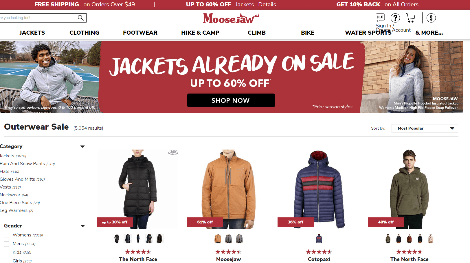 Moosejaw优惠码2026 moosejaw美国官网现有精选早秋衣物低至4折促销满额免邮