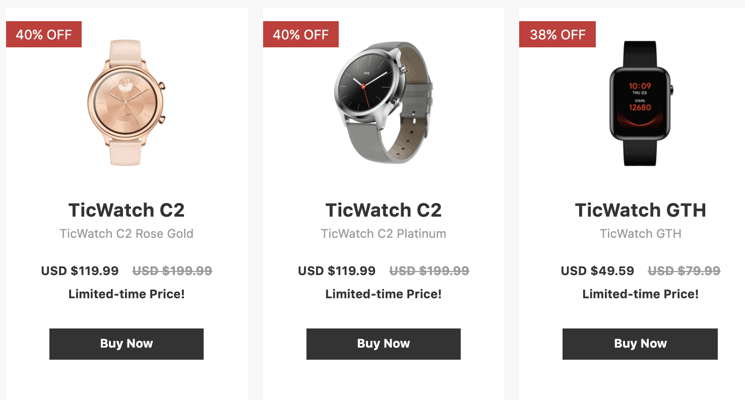 ticwatch折扣碼2021優惠碼,手錶 耳機等低至3折+額外95折-图片1