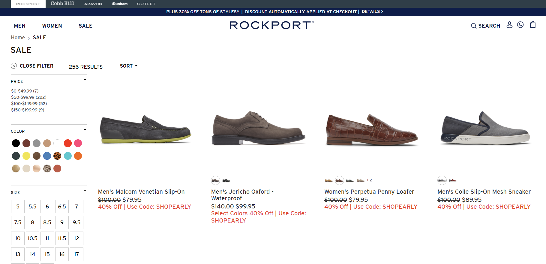 Rockport折扣码2026 rockport美国官网折扣区/Outlet区额外6折促销满额免邮