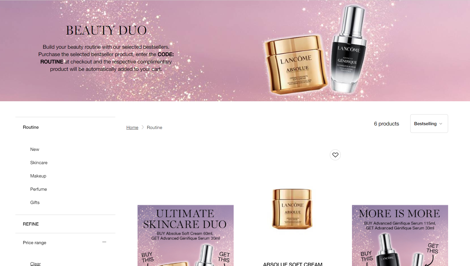 Lancome折扣码2026 兰蔻英国官网精选护肤买一送一促销