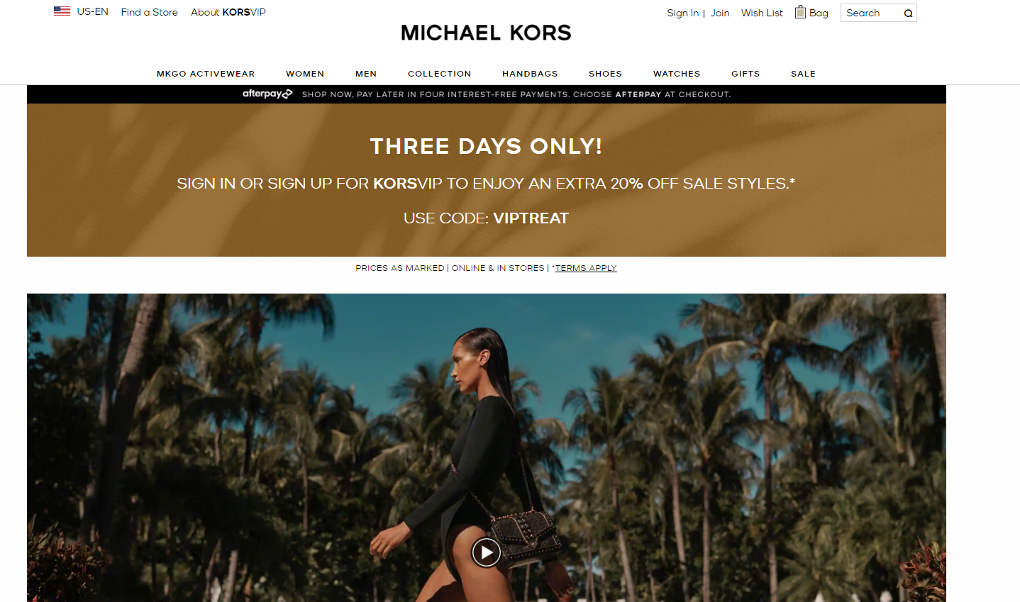 MICHAEL KORS折扣码2026 michaelkors美国官网精选包袋会员额外8折促销美境免邮