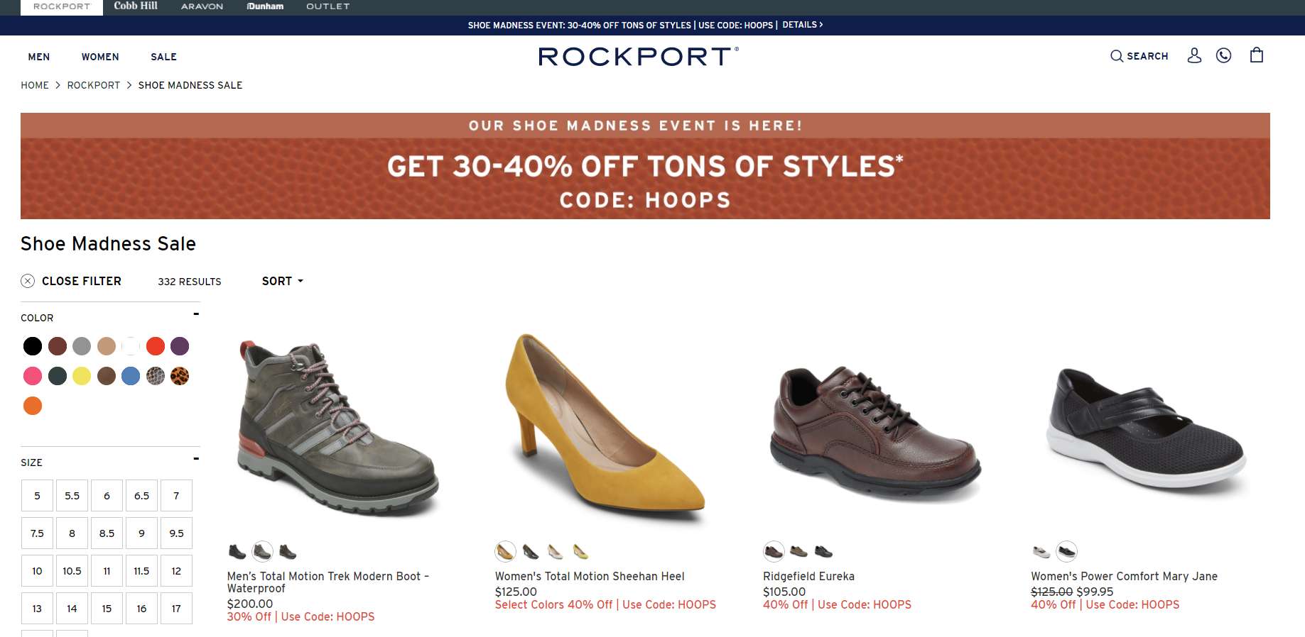 Reebok折扣码2026 rockport美国官网全场低至额外6折促销